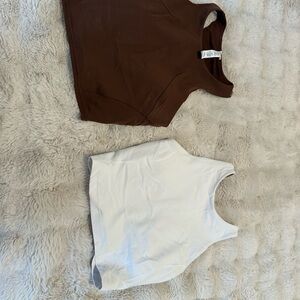 lululemon athletica Brown and White Align and Racerback Tops Size 2